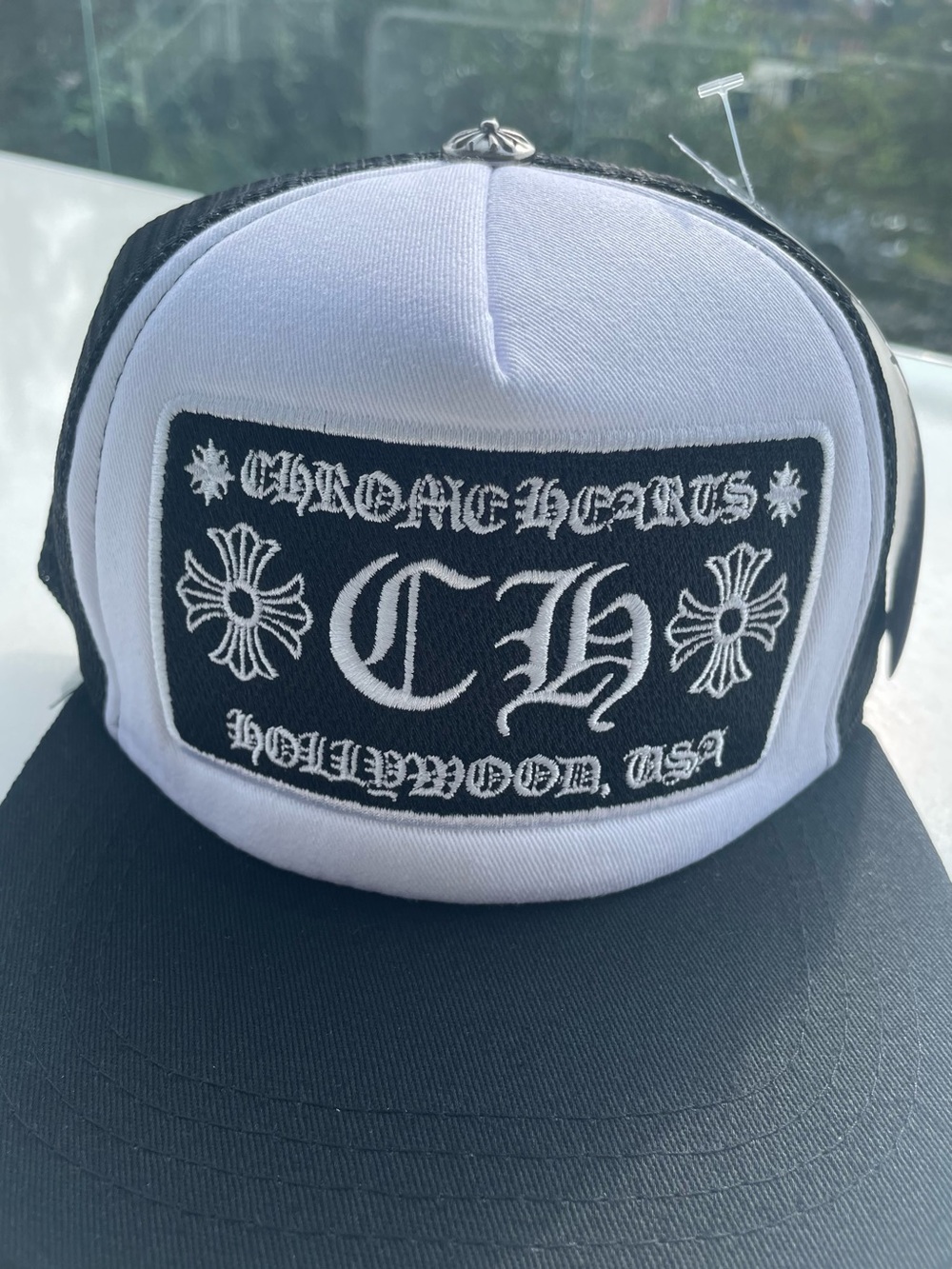 Chrome Hearts Black & White Patch Trucker Cap